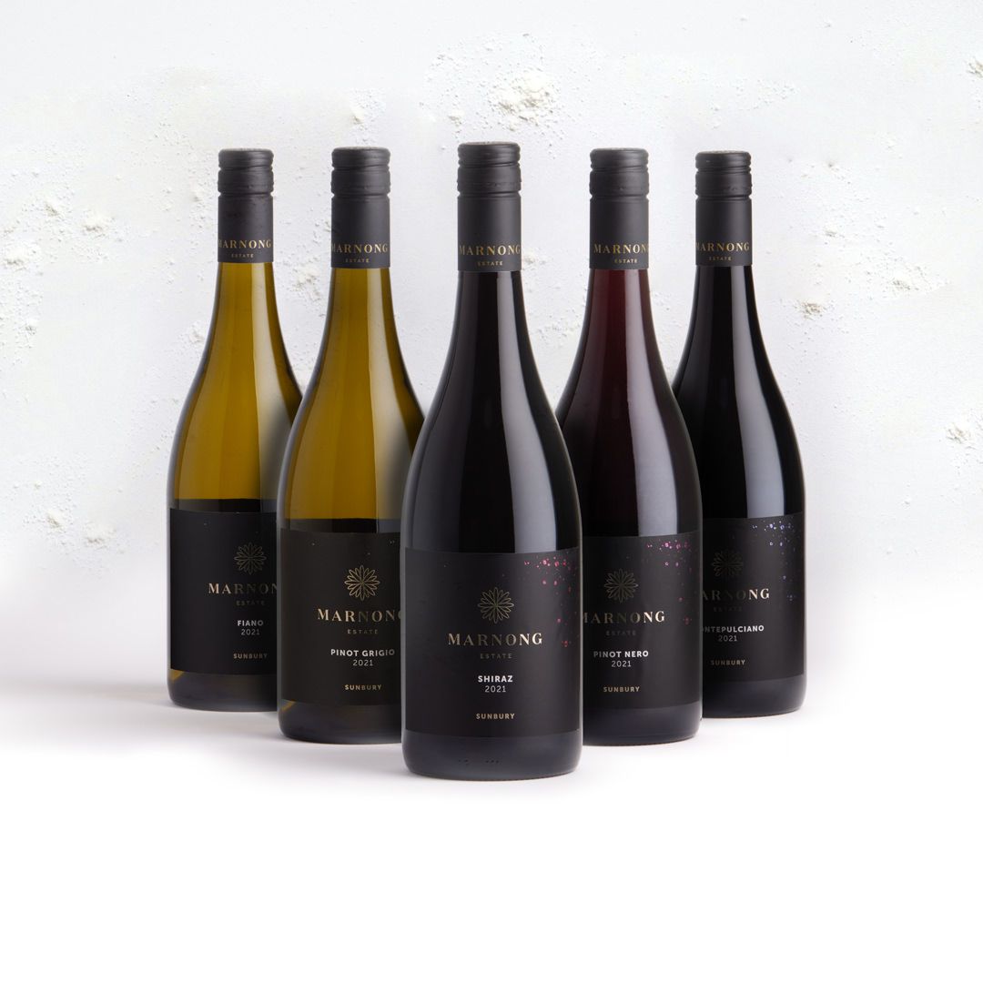 Marnong Estate wines lined up